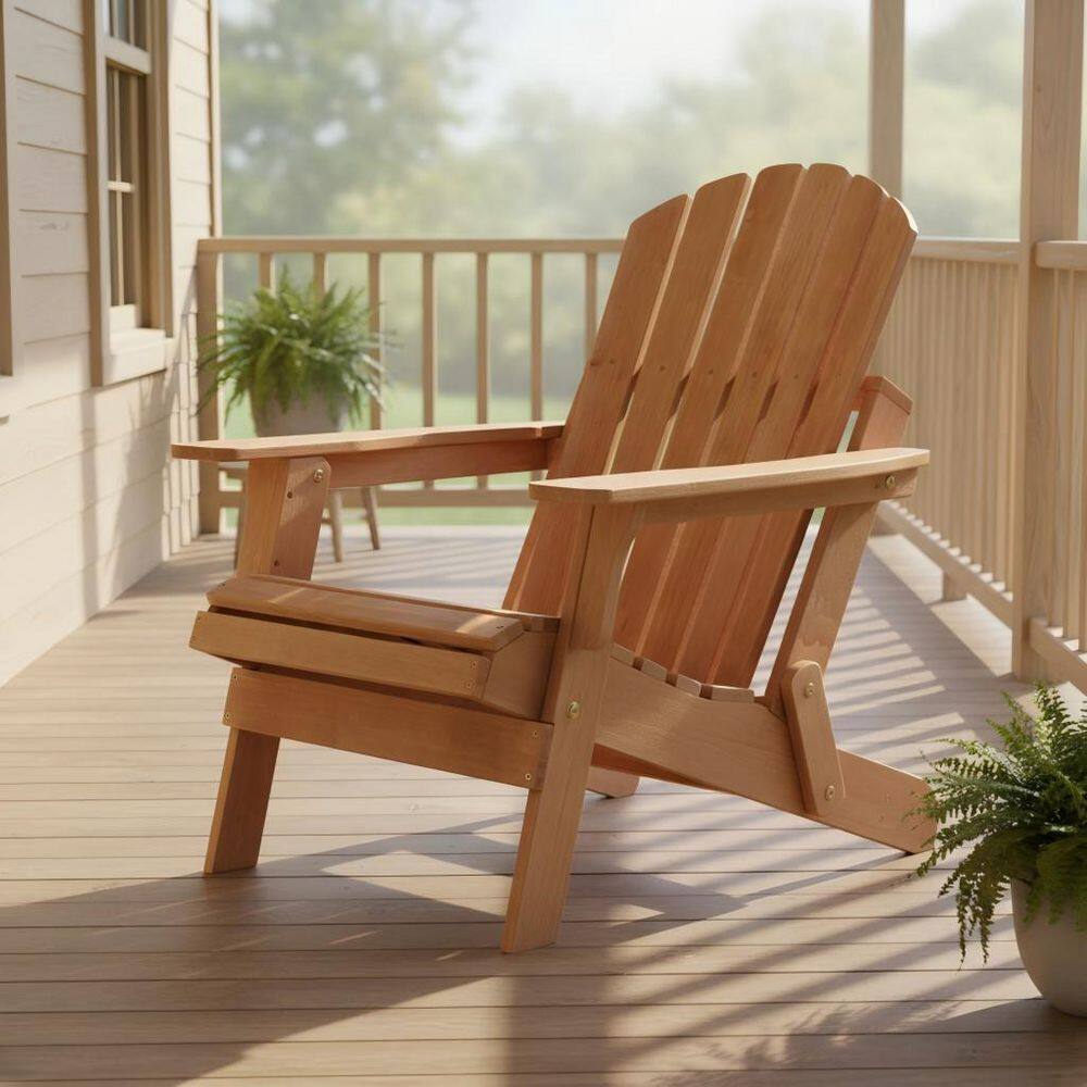 Jonas Patio Outdoor Light Brown Folding Solid Wood Adirondack Chair (1-Pack) price history on PriceWatchPro