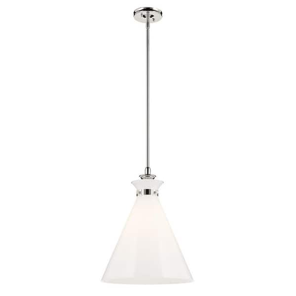 Laria 16 in. 1 Light Pendant with Opal Glass in Polished Nickel