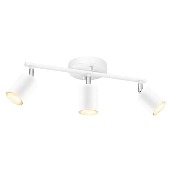 12 in. 3-Light White Hardwired Track Lighting Kit with Gimbal Head