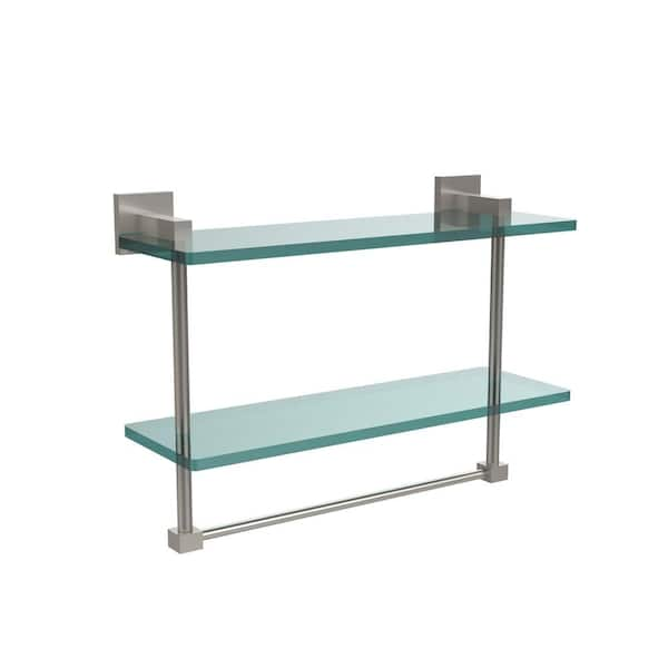 Allied Brass 22 in. L x 18 in. H x 5 in. W 3-Tier Clear Glass Bathroom Shelf  with Towel Bar in Satin Nickel NS-5/22TB-SN - The Home Depot