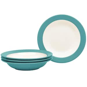 Colorwave 8-1/2 in. 20 (fl.oz.) Turquoise Stoneware Pasta Bowl/Rim Soup Bowl (Set of 4)
