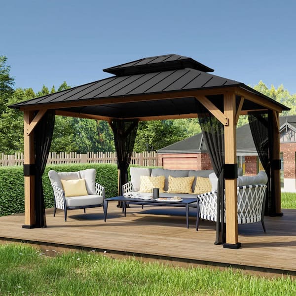 Apple - のい Esunny 13 ft. x 11 ft. Outdoor Patio Cedar Wood Frame