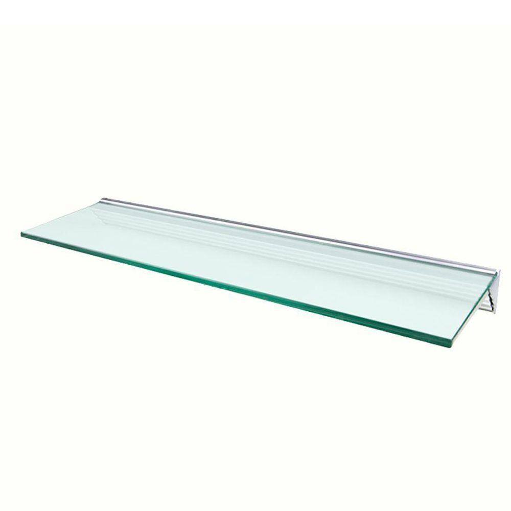 Glacier Modern 36" Opaque Glass Floating Wall Shelf with Silver Bracket