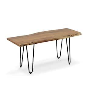 40 in. Natural/Black Rectangle Wood Top Coffee Table with Live Edge