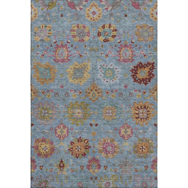 Mayfield Premium Machine Washable Abstract AMF2288 Blue 10 ft. x 14 ft. Area Rug
