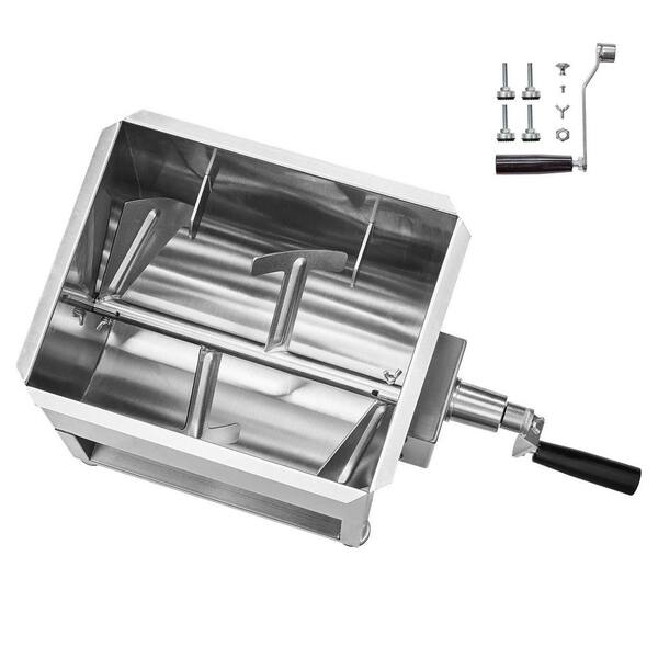 Stainless Steel 20L Fixed Tank 30LBS Manual Meat Mixer with Lid Handle Gear Reducer