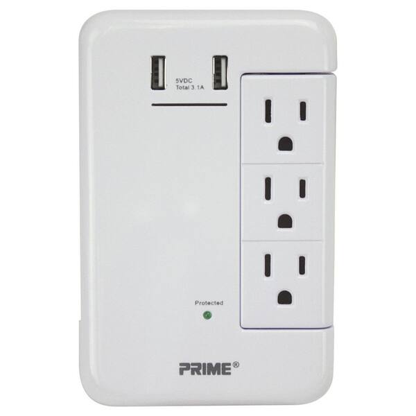 Unbranded Wire and Cable 1 ft. 6-Outlet Surge Tap w/ 2-USB Ports-PBRUSB346S