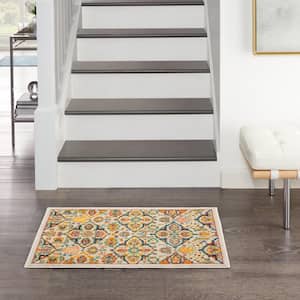 Allur Ivory Multicolor doormat 2 ft. x 3 ft. Bohemian Transitional Kitchen Area Rug