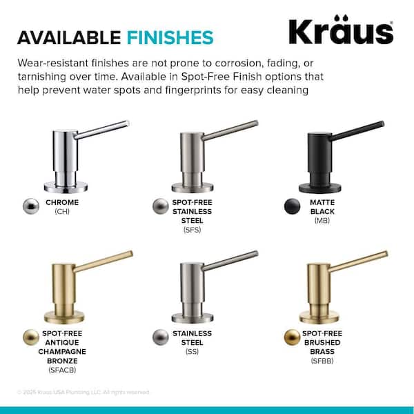 KRAUS Kitchen Spot Free Brushed Brass Soap Dispenser + Lotion