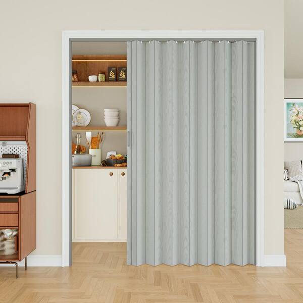 ARK DESIGN 60 in. x 80 in. Grey Woodgrain Vinyl PVC Accordion Door