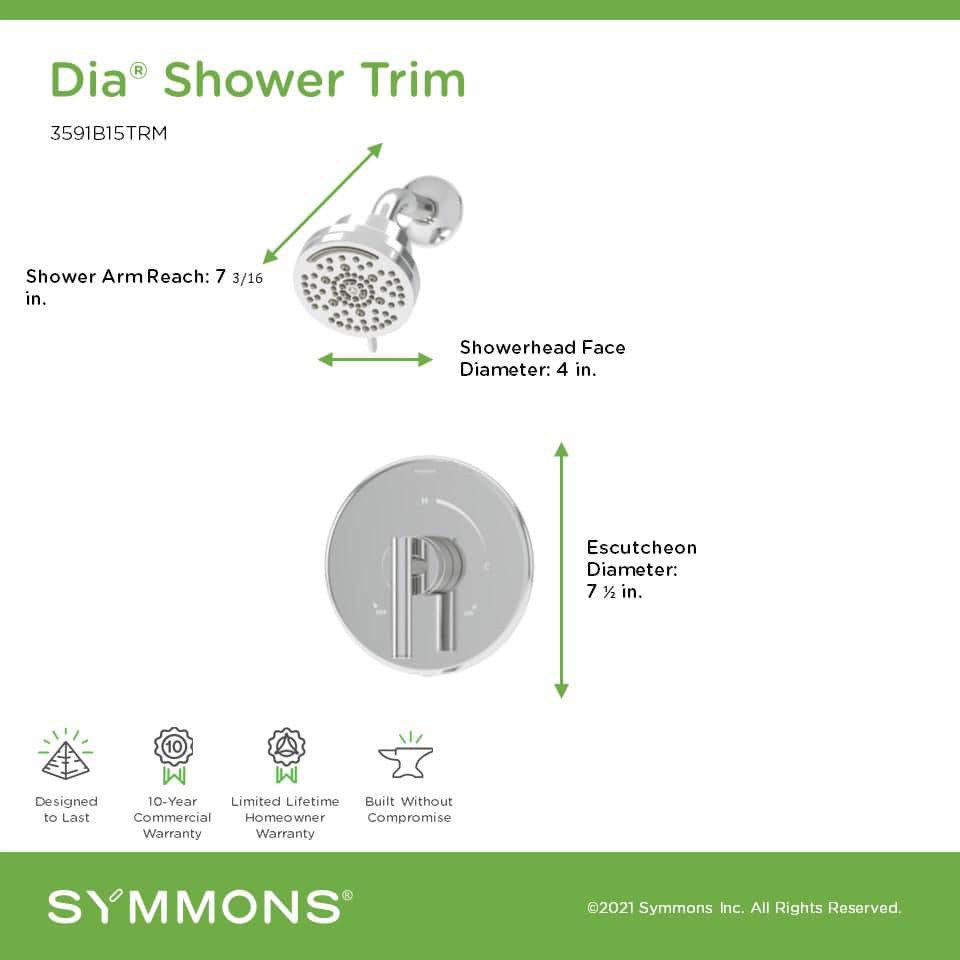 Dia Chrome Wall Mounted Shower Faucet Trim Kit
