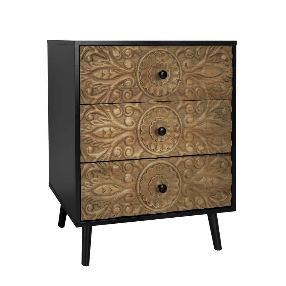 Black 29.45 in. H 3 Drawer Accent Storage Cabinet for Bedroom, Living room price history on PriceWatchPro