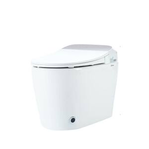 12 in. 1-Piece 1.28 GPF Automatic Flush Elongated Smart Toilet in White with Heated Seat and Night Light, Seat Included