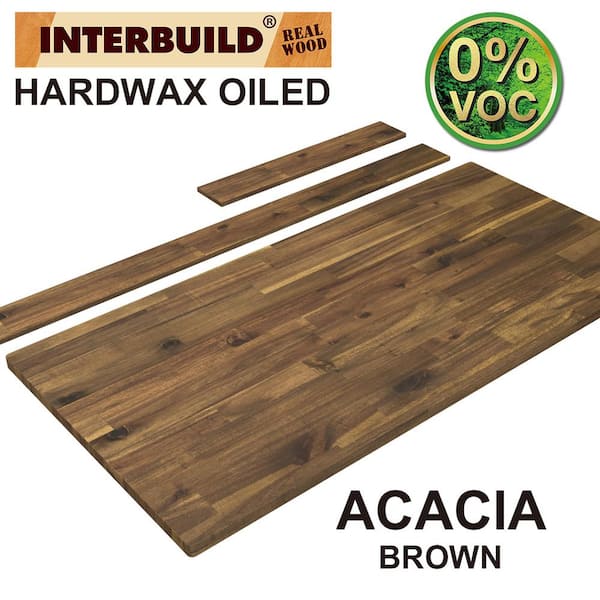 Interbuild 49 in. x 24 in. x 1 in. Acacia Vanity Top with Backsplash, Brown