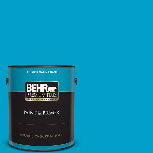 BEHR PREMIUM PLUS 1 gal. #P490-5 Yucatan Satin Enamel Exterior Paint & Primer