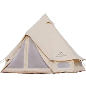 10 ft. x 8 ft. Yellow Outdoor Mongolian Tent, 4-5 Person Camping Tent Cool Ventilation Mosquito Net Doors and Windows