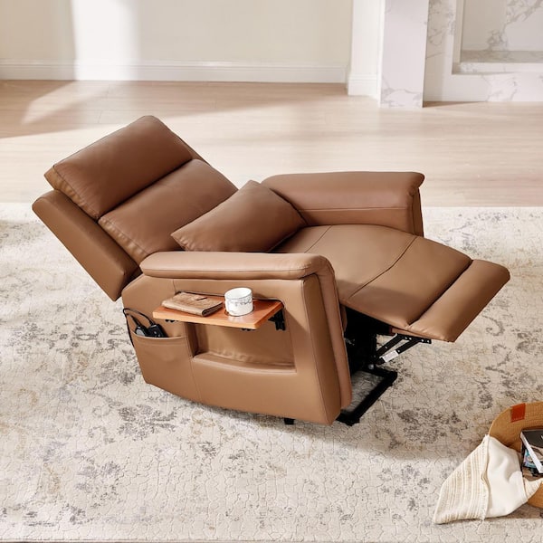 Spruce & Spring Holden Saddle Modern Leather Lift Recliner with