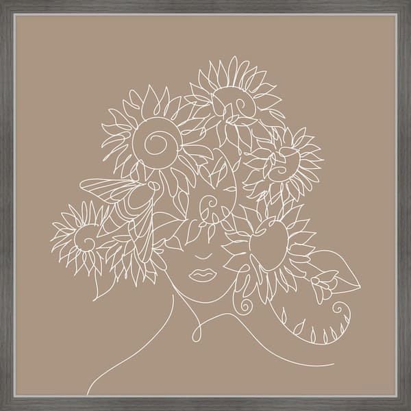 Unbranded "Sunflower Outline" by Marmont Hill Framed People Art Print 32 in. x 32 in.