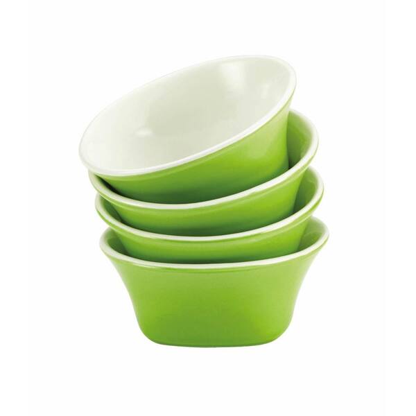 Rachael Ray Dinnerware Round and Square 4-Piece Stoneware Fruit Bowl Set in Green