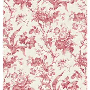 Cranberry En Rose Paper Unpasted Nonwoven Wallpaper Roll 60.75 sq. ft.