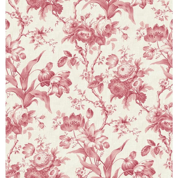 Seabrook Designs Cranberry En Rose Paper Unpasted Nonwoven Wallpaper Roll 60.75 sq. ft.