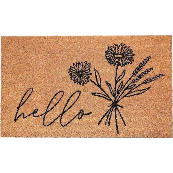 HomeRoots Multi-Colored 36 in. x 24 in. Coir Non-Slip Indoor/Outdoor Door Mat