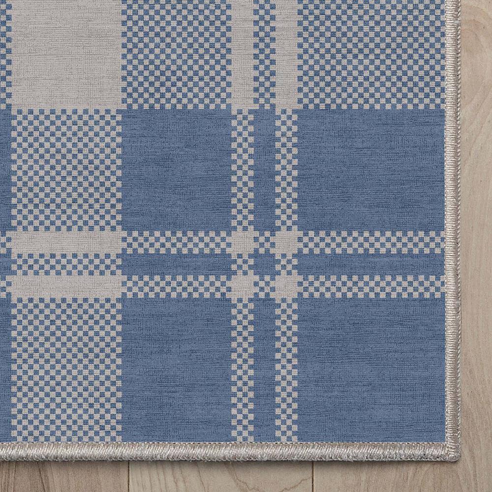 Apollo Blue and White Synthetic Flat Woven 5' x 7' Area Rug