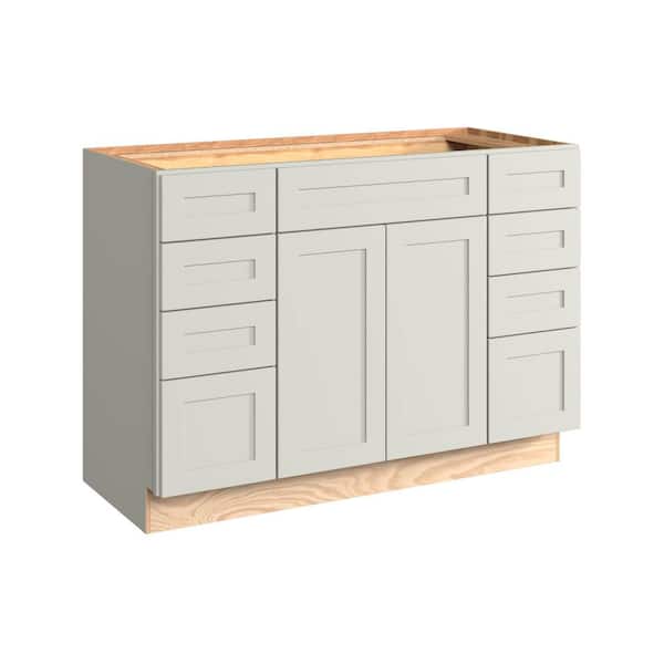 Thornton 48 in. W x 21 in. D x 34.5 in. H Assembled Plywood Shaker Bath Drawer Base Kitchen Cabinet in Moonshine