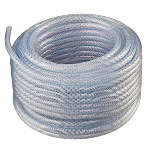 1/2 in. I.D. x 5/8 in. O.D. x 50 ft. Braided Clear Non Toxic, High Pressure, Reinforced PVC Vinyl Tubing