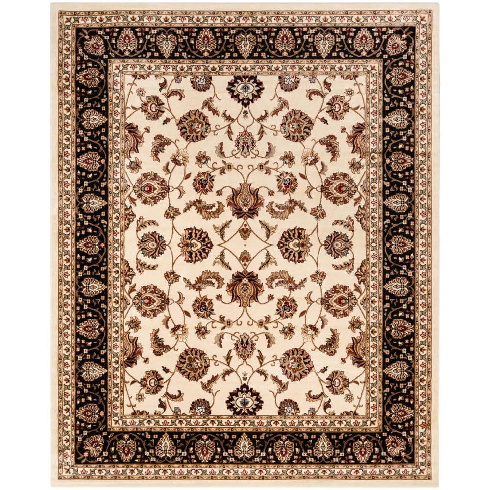 Ivory and Brown Tufted Oriental Floral 8' x 10' Area Rug