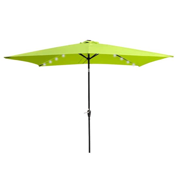 Unbranded 10 x 6.5 ft. Lime Green Outdoor Market Patio Umbrella - Solar LED, Fade-Resistant, UV and Water-Resistant