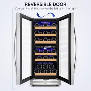 15" Dual Zone 30-Bottle Cellar Cooling Unit Built- in Freestanding Compressor Wine Cooler with 2 handles-Stainless Steel