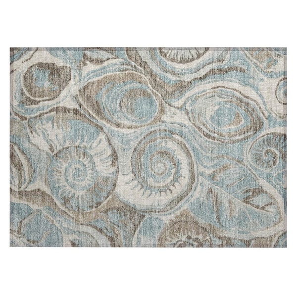 Chantille Machine Washable Indoor/Outdoor Abstract ACN3019 Spa 3 ft. x 4 ft. Area Rug