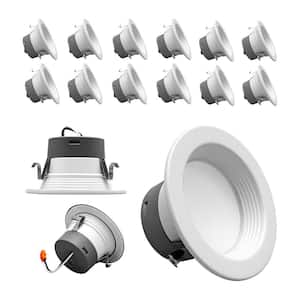 DLR4(v6) 4 in. White Selectable CCT Recessed Integrated LED Downlight Trim with Baffle (12-Pack)