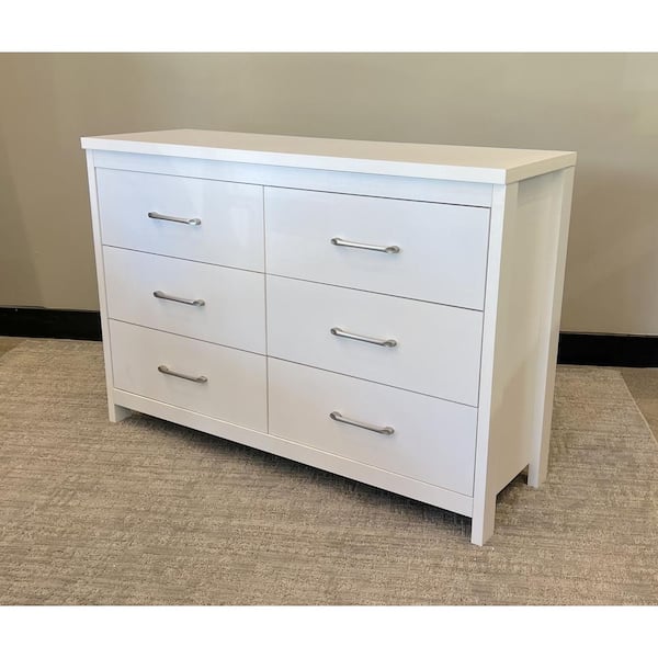 SLIDE LOGIC 6-Drawer White 48.6 in Wide Dresser MCBFBK246WT - The