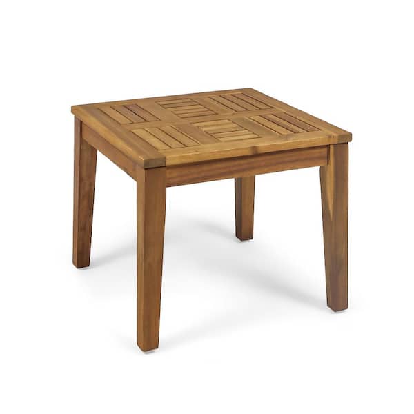 Unbranded Natural 20 in. Acacia Wood Square Outdoor Side Table Coffee Table End Table for Patio, Balcony, Garden