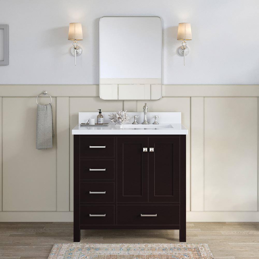 ARIEL Cambridge 37 In. W X 22 In. D X 36 In. H Vanity In Espresso With ...