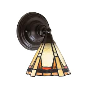 Fulton 1 Light Espresso Wall Sconce 7 in. Zion Art Glass