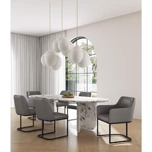 Serena Grey Modern Faux Leather Upholstered Dining Chairs with Steel Legs (Set of 6)