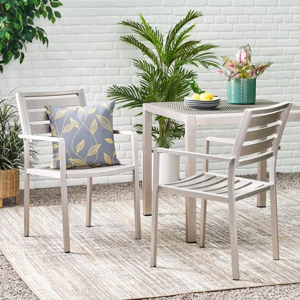 Set of 2 Aluminum Outdoor Patio Dining Chairs, Fits Any Dining Table, Great
