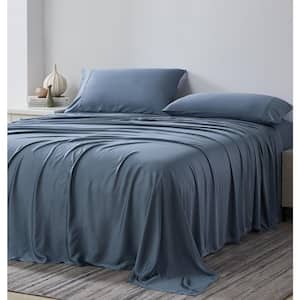 Premium Luxury 4-piece Steel Blue Extra Deep Pocket King Sheet Set