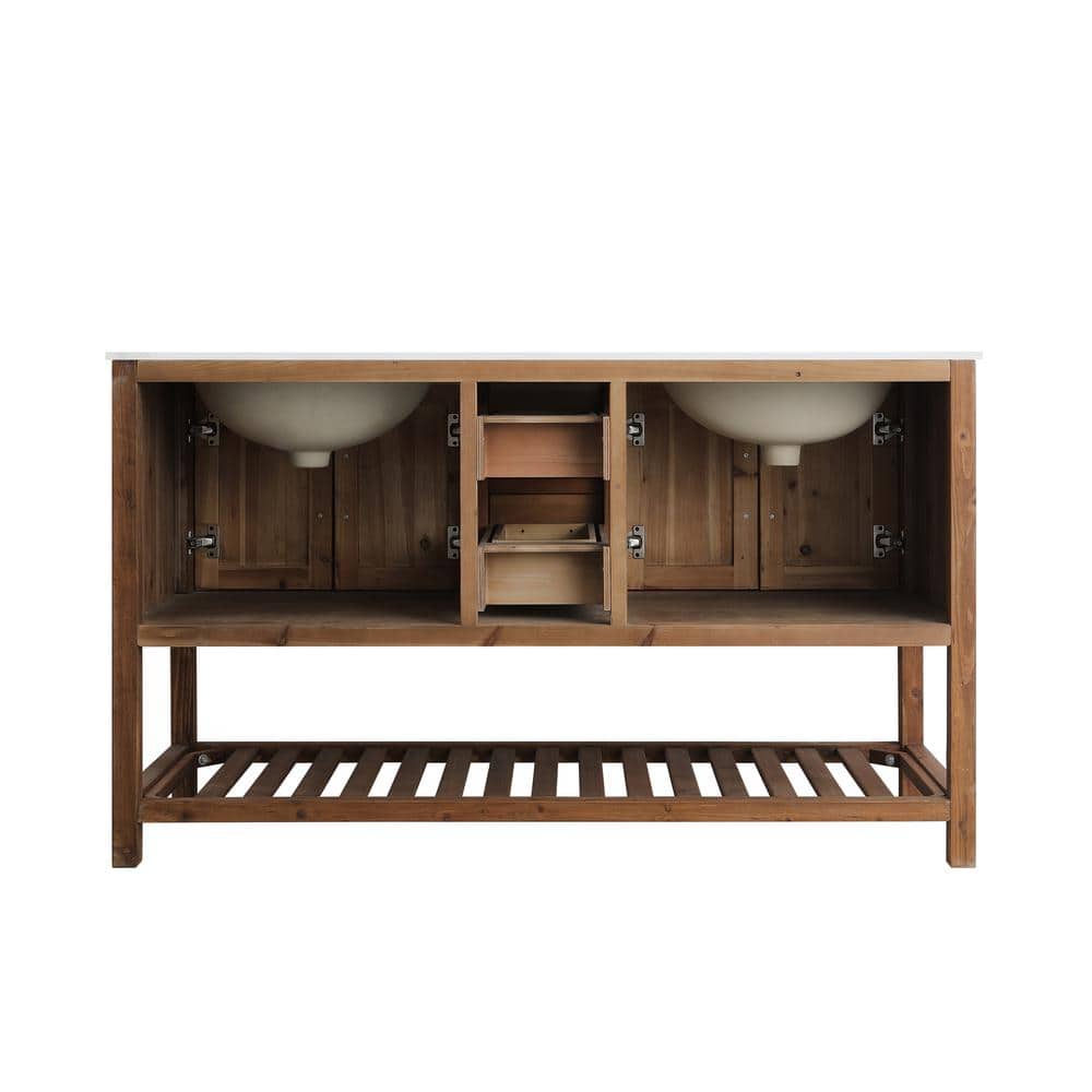 Austin 59" Walnut Reclaimed Wood Double Vanity Cabinet