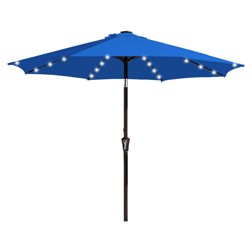 10 ft. Market Solar LED Lighted Tilt Patio Umbrella Outdoor Steel Umbrella in Blue price history on PriceWatchPro