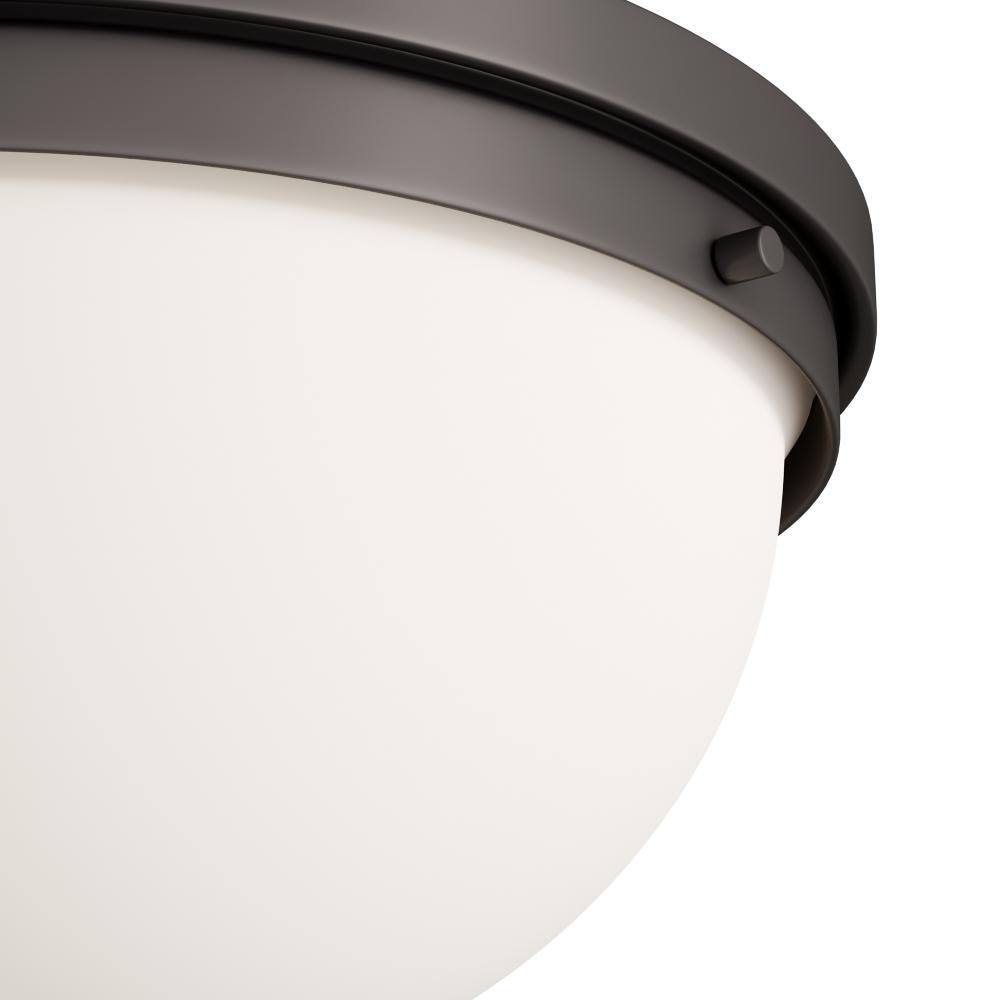 Beckett Opal White Glass Bowl Flush Mount in Oil Rubbed Bronze