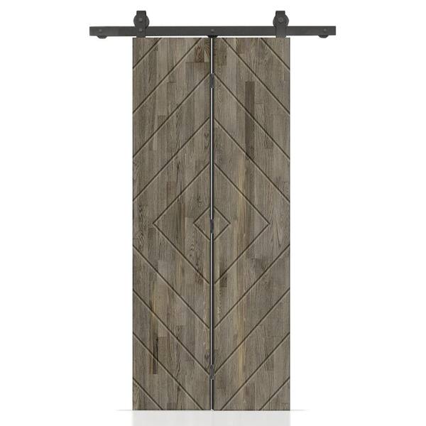 CALHOME Diamond 22 in. x 80 in. Hollow Core Weather Gray-Stained Pine ...