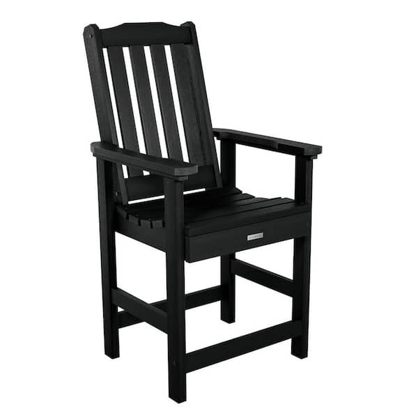 Highwood Lehigh Black Counter-Height Recycled Plastic Outdoor Dining Arm Chair