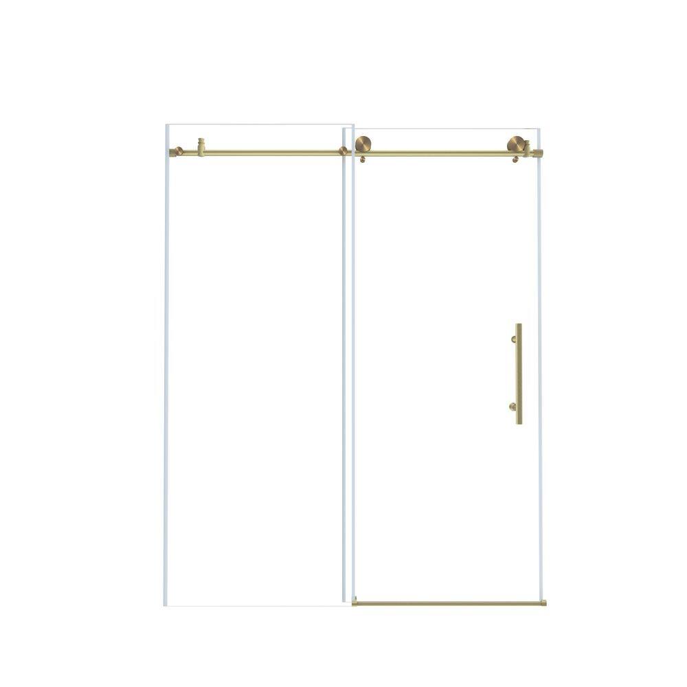 60 in. W x 76 in. H Sliding Frameless Shower Door in Brushed Gold Finish with Tempered Glass price history on PriceWatchPro