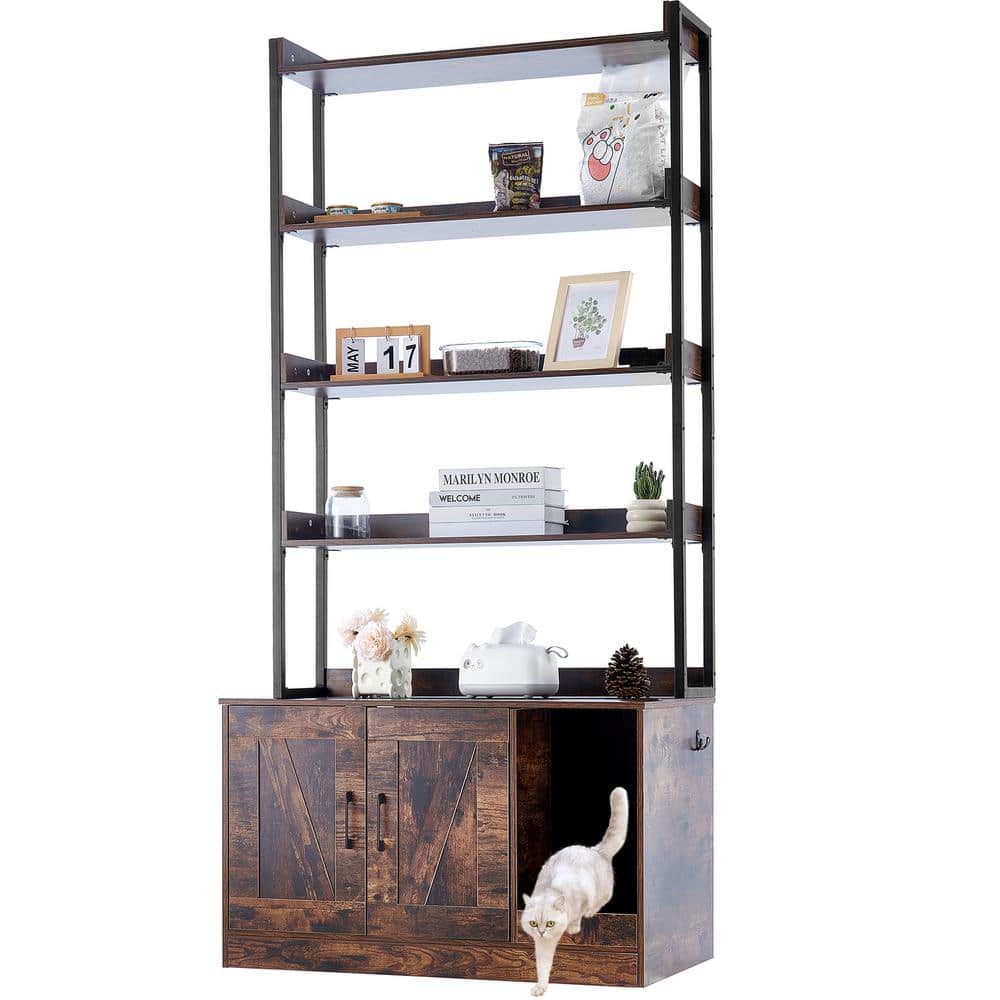 VEVOR Cat Litter Box Enclosure Hidden Litter Box Furniture with 4