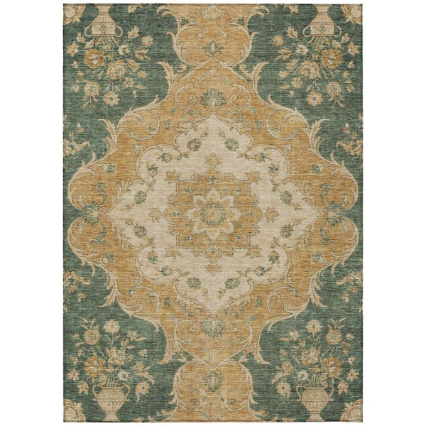 Chantille Machine Washable Indoor/Outdoor Abstract ACN3080 Emerald 3 ft. x 5 ft. Area Rug