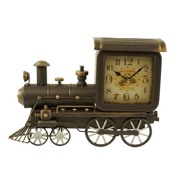 Peterson Artwares Distress Grey Vintage Metal Train Clock